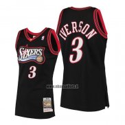 Maillot Philadelphia 76ers Allen Iverson NO 3 Mitchell & Ness 1997-98 Noir