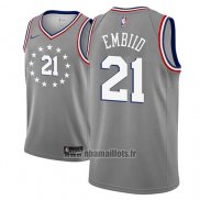 Maillot Philadelphia 76ers Joel Embiid No 21 Ville 2018-19 Gris