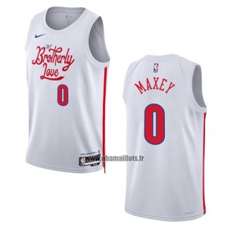 Maillot Philadelphia 76ers Tyrese Maxey NO 0 Ville 2022-23 Blanc