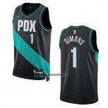 Maillot Portland Trail Blazers Anfernee Simons NO 1 Ville 2022-23 Noir