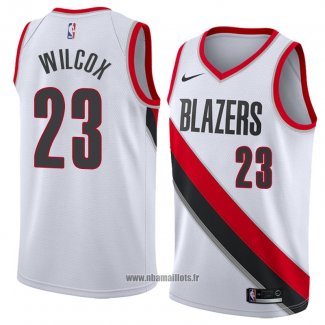 Maillot Portland Trail Blazers Cj Wilcox No 23 Association 2018 Blanc