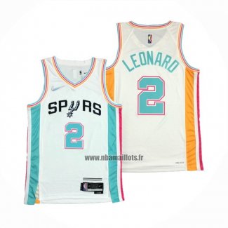 Maillot San Antonio Spurs Kawhi Leonard NO 2 Ville 2021-22 Blanc