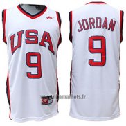 Maillot USA 1984 Michael Jordan No 9 Blanc