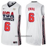 Maillot USA 1992 Patrick Ewing No 6 Blanc