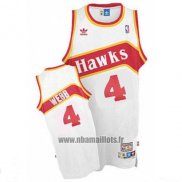 Maillot Atlanta Hawks Spud Webb No 4 Retro Blanc