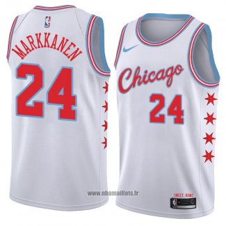 Maillot Chicago Bulls Lauri Markkanen No 24 Ville 2018 Blanc