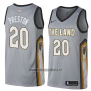Maillot Cleveland Cavaliers Billy Preston No 20 Ville 2018 Gris