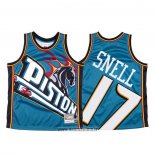 Maillot Detroit Pistons Tony Snell NO 17 Mitchell & Ness Big Face Bleu