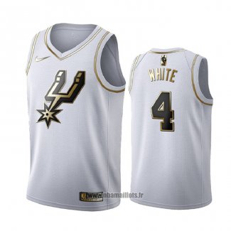 Maillot Golden Edition San Antonio Spurs Derrick White No 4 Blanc