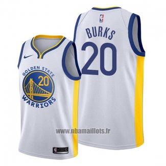 Maillot Golden State Warriors Alec Burks No 20 Association 2019-20 Blanc