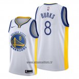 Maillot Golden State Warriors Alec Burks No 8 Association Blanc