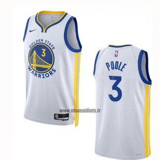 Maillot Golden State Warriors Jordan Poole NO 3 Association 2022-23 Blanc