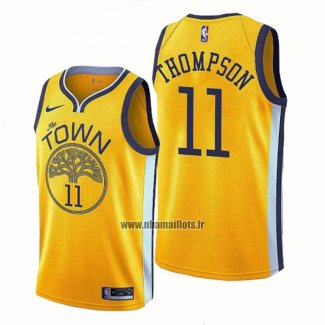 Maillot Golden State Warriors Klay Thompson NO 11 Earned Jaune