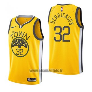 Maillot Golden State Warriors Marcus Derrickson No 32 Earned 2018-19 Jaune