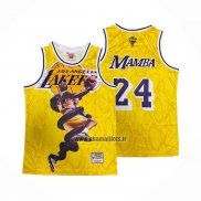 Maillot Los Angeles Lakers Kobe Bryant NO 24 Mamba Jaune