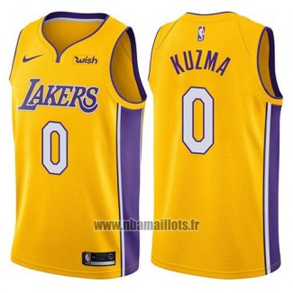 Maillot Los Angeles Lakers Kyle Kuzma No 0 2017-18 Jaune