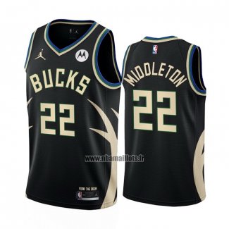 Maillot Milwaukee Bucks Khris Middleton NO 22 Statement 2022-23 Noir