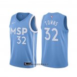 Maillot Minnesota Timberwolves Karl-anthony Towns NO 32 Ville 2019-20 Bleu