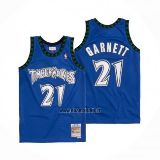 Maillot Minnesota Timberwolves Kevin Garnett NO 21 Hardwood Classics Throwback 2003-04 Bleu