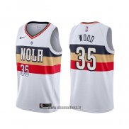 Maillot New Orleans Pelicans Christian Wood NO 35 Earned Blanc