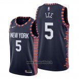 Maillot New York Knicks Courtney Lee No 5 Ville Edition Bleu