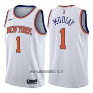 Maillot New York Knicks Emmanuel Mudiay No 1 Association 2017-18 Blanc