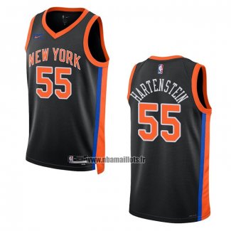 Maillot New York Knicks Isaiah Hartenstein NO 55 Ville 2022-23 Noir