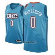 Maillot Oklahoma City Thunder Russell Westbrook No 0 Ville 2018-19 Bleu