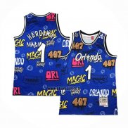 Maillot Orlando Magic Penny Hardaway NO 1 Slap Sticker Mitchell & Ness 1994-95 Bleu