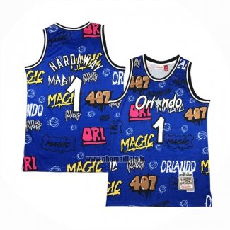 Maillot Orlando Magic Penny Hardaway NO 1 Slap Sticker Mitchell & Ness 1994-95 Bleu