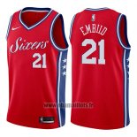 Maillot Philadelphia 76ers Joel Embiid No 21 2017-18 Rouge