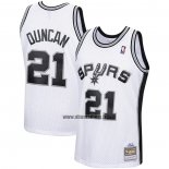 Maillot San Antonio Spurs Tim Duncan NO 21 Mitchell & Ness 1998-99 Blanc