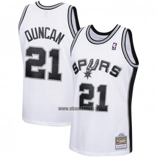 Maillot San Antonio Spurs Tim Duncan NO 21 Mitchell & Ness 1998-99 Blanc