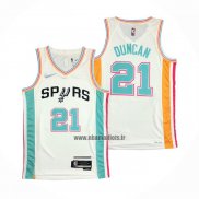 Maillot San Antonio Spurs Tim Duncan NO 21 Ville 2021-22 Blanc