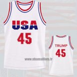 Maillot USA 1992 Donald Trump No 45 Blanc