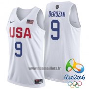 Maillot USA 2016 Demar Derozan No 9 Blanc