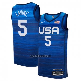 Maillot USA 2021 Zach Lavine NO 5 Bleu