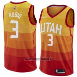 Maillot Utah Jazz Ricky Rubio No 3 Ville 2017-18 Orange