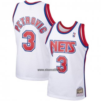 Maillot Brooklyn Nets Drazen Petrovic NO 3 Mitchell & Ness 1992-93 Blanc