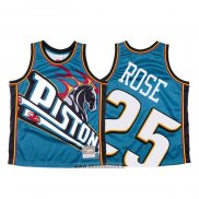 Maillot Detroit Pistons Derrick Rose NO 25 Mitchell & Ness Big Face Bleu