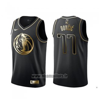 Maillot Golden Edition Dallas Mavericks Luka Doncic No 77 Noir