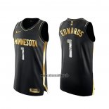 Maillot Golden Edition Minnesota Timberwolves Anthony No 1 Edwards 2020-21 Noir