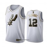 Maillot Golden Edition San Antonio Spurs Lamarcus Aldridge No 12 Blanc