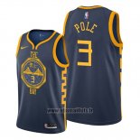 Maillot Golden State Warriors Jordan Poole No 3 Ville Bleu
