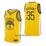 Maillot Golden State Warriors Kevin Durant No 35 Earned 2018-19 Jaune