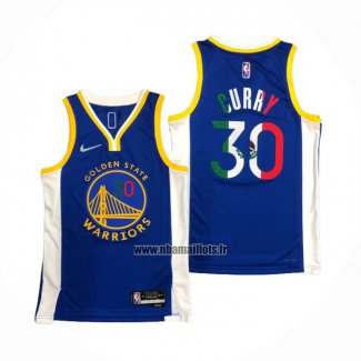 Maillot Golden State Warriors Stephen Curry NO 30 Icon Royal Special Mexique Edition Bleu