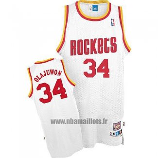 Maillot Houston Rockets Hakeem Olajuwon No 34 Retro Blanc2