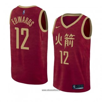 Maillot Houston Rockets Vincent Edwards No 12 Ville 2018-19 Rouge