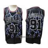 Maillot Lightning Chicago Bulls Dennis Rodman No 91 Noir