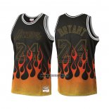 Maillot Los Angeles Lakers Kobe Bryant NO 24 Flames Noir